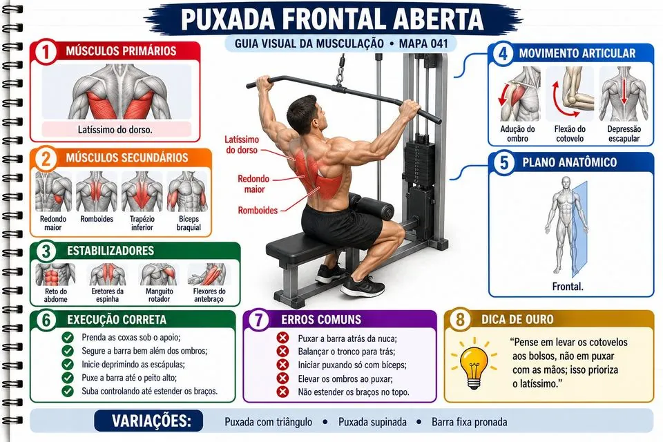 Mapa da puxada frontal aberta