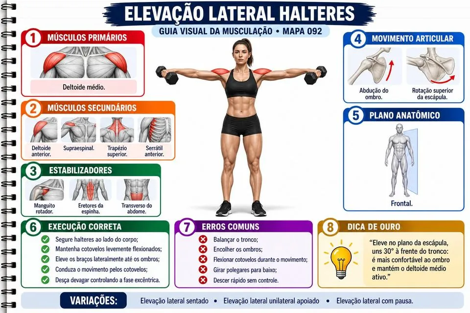 Mapa: Elevação lateral com halteres